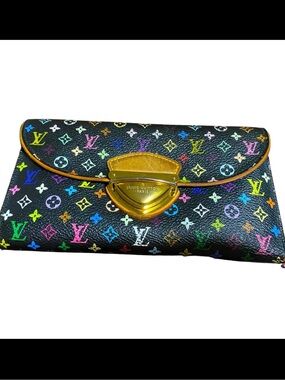 Louis Vuitton Murakami Eugenie Multicolor Trifold Long Wallet Pink